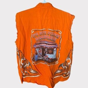Cut Off Biker Vest It’s 5 O’clock Somewhere Mens XL Classic Casual Motorcycle